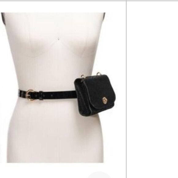 INC black snake embossed faux leather convertible bag belt - Picture 2 of 10